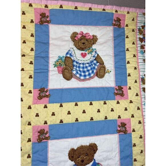 Vintage 1990s Teddy Bear Baby Quilt - Picture 5 of 7